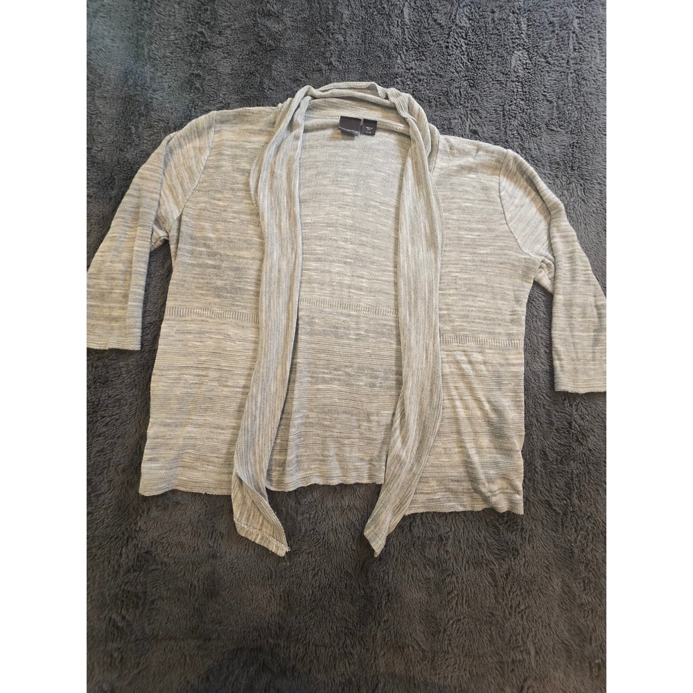 Covington Womens XL Gray Marl Open‎ Front Waterfall Cardigan Sweater 3/4 Sleeve